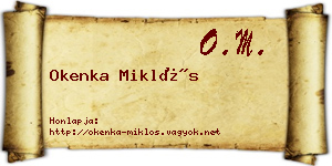 Okenka Miklós névjegykártya
